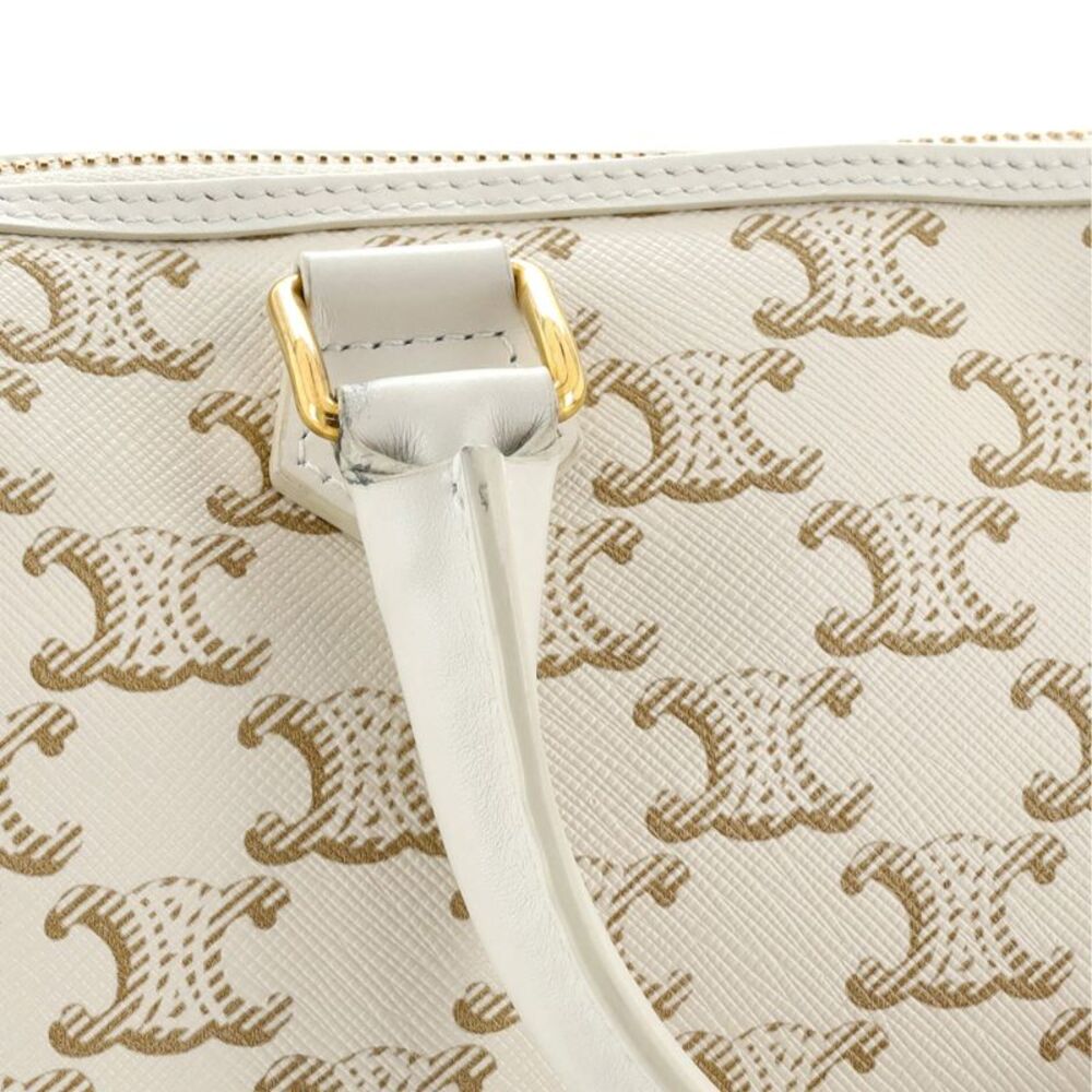 Celine Boston Bag Triomphe Coated Canvas Small Neutral - Picture 9 of 11